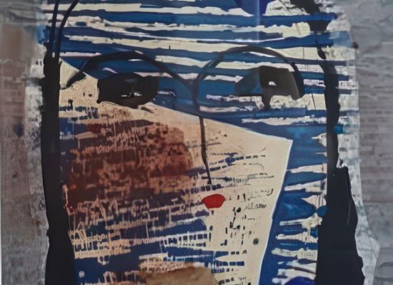 ahmed anan - Women In Blue, 49.5x42cm, mixed media on paper, 2024