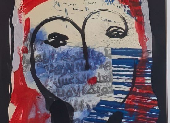 ahmed anan - Women In Blue, 49.5x42cm, mixed media on paper, 2024