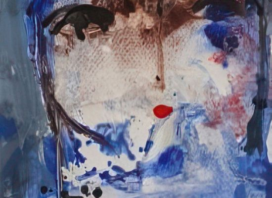 Ahmed Anan - Women In Blue, 49.5x42cm, mixed media on paper, 2024