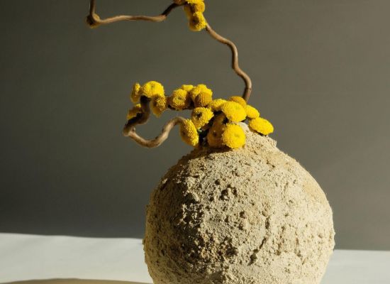 Nermin Habib - becoming vessel series,29x31cm, beige glazed stoneware vessel, 2024