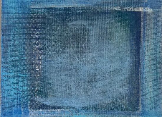 Marwa Alkhalifa -Muharraq blues mini squares ,20x20cm, Acrylic on canvas, 2018