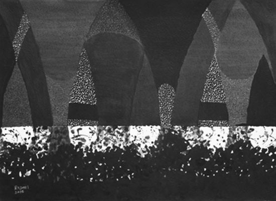 Resmi Al Kafaji, Creations  Mixed Media On Paper  55 X 75 Cm  2015