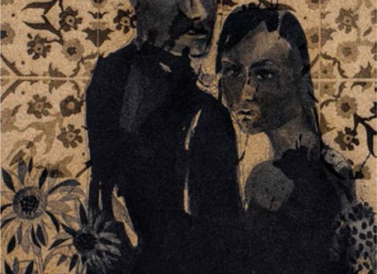 salvation 2  2016 Charcoal, ink and engraving on cork 90 x 60 cm