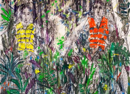 the arrival 2016 oil and charcoal on canvas 150x130 cm